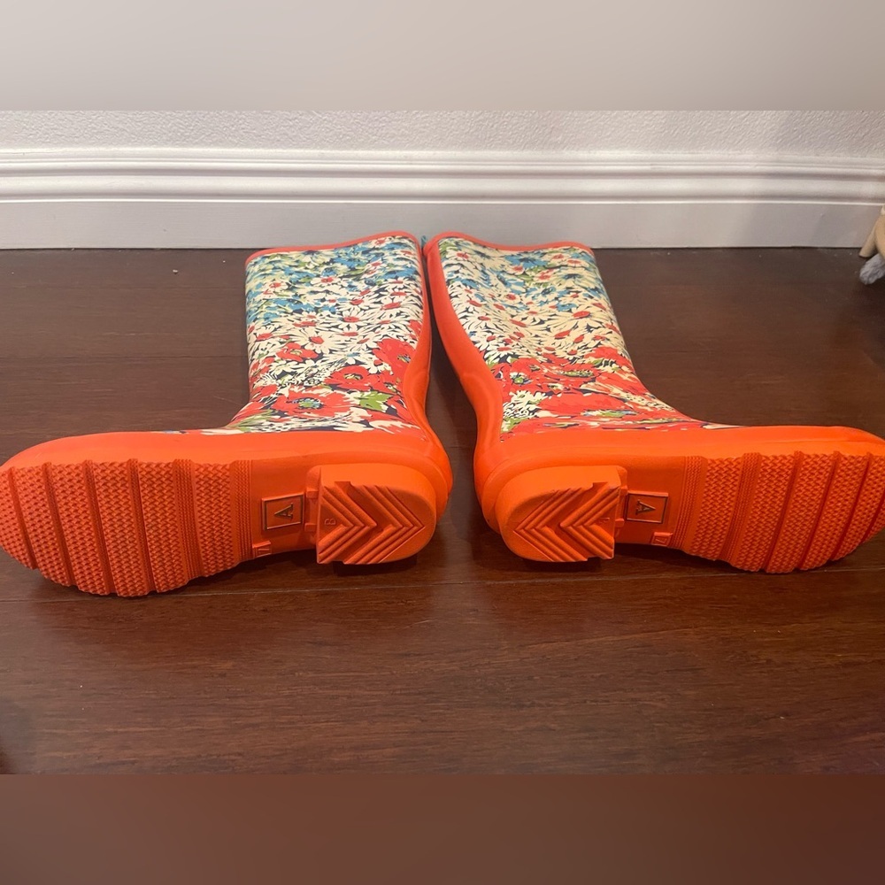 anthropologie Floral Patterned multicolored Rain Boots lashes, nwot nwob 7 - Picture 4 of 9